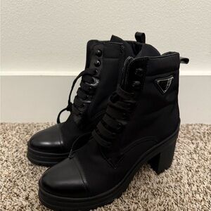 Prada Black Combat Lace-Up Boots